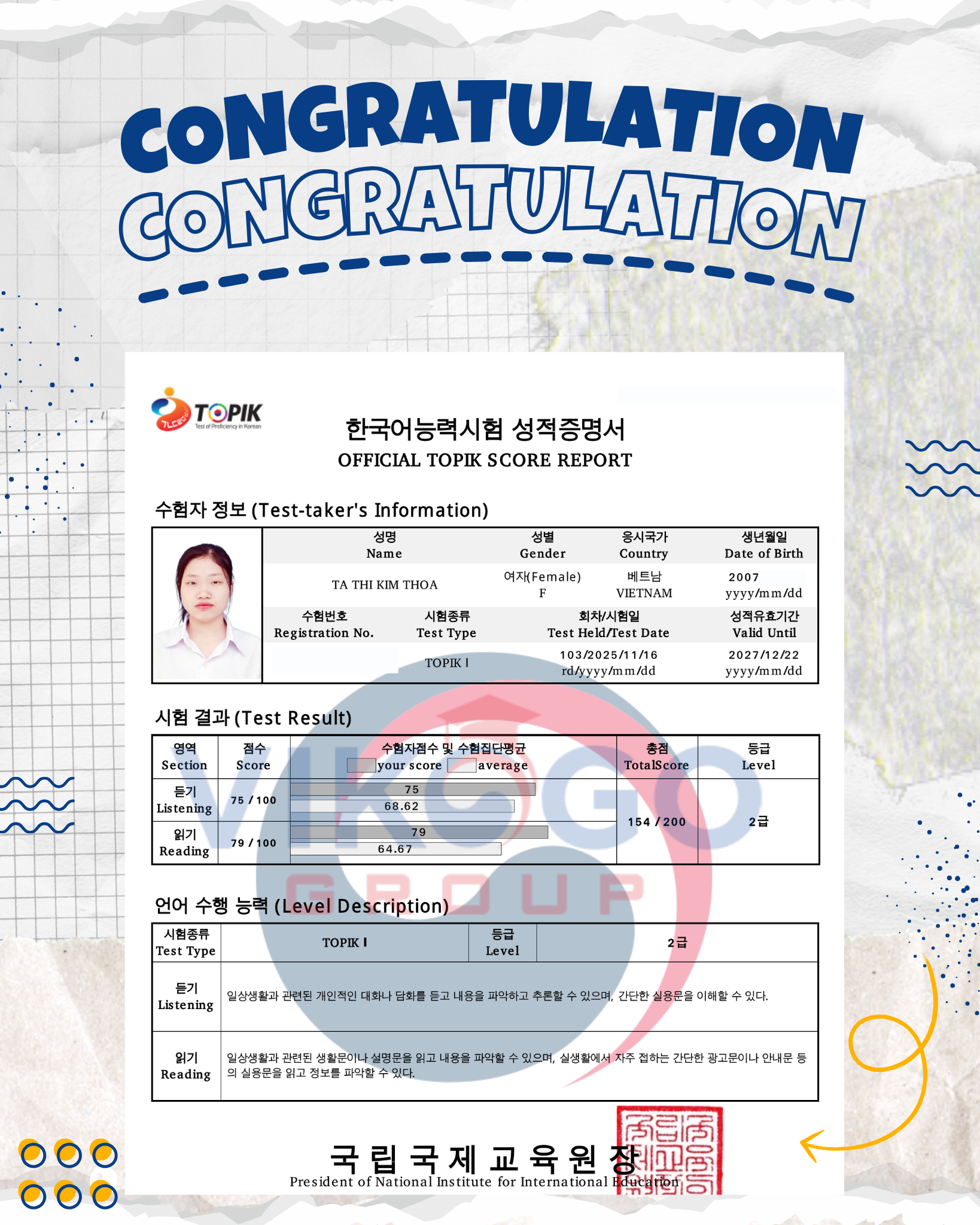 Nhiều học viên của VIKOGO đã đạt chứng chỉ TOPIK sau khóa học, sẵn sàng bước vào lộ trình du học.